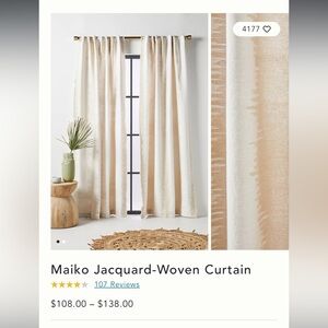 Maiko Jaquard-Woven Cream Neutral Textured Chenille Curtains Anthropologie